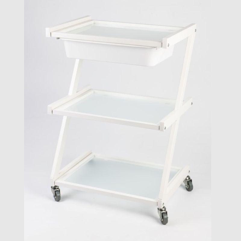 Столик-візок інструментальний з висувним лотком та скляними поличками